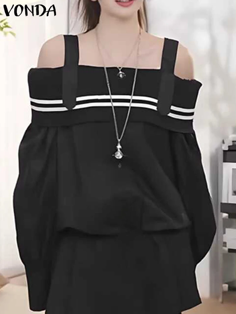 VONDA Casual Women Blouses Summer Autumn Tops Off Shoulder Long Sleeve Patchwork Tee Streetwear Oversized Blusas OL Work Tunic
VONDA Casual Women Blouses Summer Autumn Tops Off Shoulder Long Sleeve Patchwork Tee Streetwear Oversized Blusas OL Work Tunic