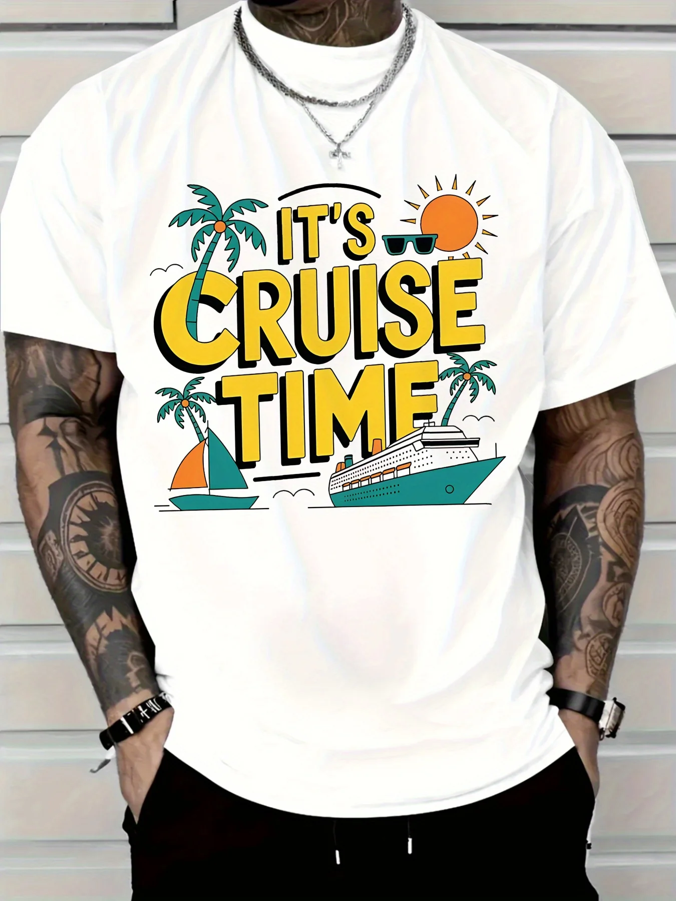 Men'S It'S Cruise Time Tropical Cruise Ship Graphic T-Shirt White Casual Short Sleeve Crewneck Perfect for Vacation Travel
Men'S It'S Cruise Time Tropical Cruise Ship Graphic T-Shirt White Casual Short Sleeve Crewneck Perfect for Vacation Travel