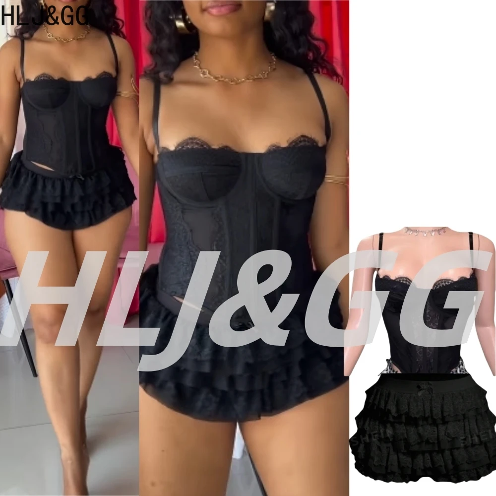 HLJ&GG Sexy Lace Ruffle Hollow Two Piece Sets Y2K Women Spaghetti Strap Slim Tank Top + Ruched Shorts Outfits Fashion Streetwear
HLJ&GG Sexy Lace Ruffle Hollow Two Piece Sets Y2K Women Spaghetti Strap Slim Tank Top + Ruched Shorts Outfits Fashion Streetwear