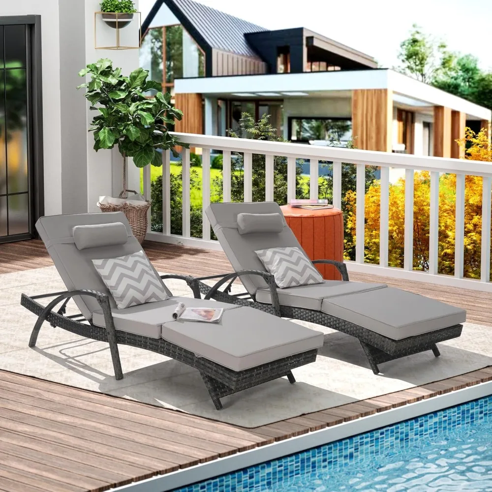 Outdoor Long Reclining Chairs Set of 2, Patio Rattan Chaise Lounge Chair with Five Position Adjustable Backrest & Removable Cush
Outdoor Long Reclining Chairs Set of 2, Patio Rattan Chaise Lounge Chair with Five Position Adjustable Backrest & Removable Cush
