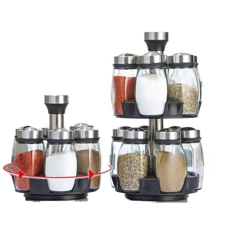 Revolving Spice Storage Rack Spice Seasoning Bottle Organizer Rotating Spice Holder Shelf Tower Organizer with 6/12 Empty Jars
Revolving Spice Storage Rack Spice Seasoning Bottle Organizer Rotating Spice Holder Shelf Tower Organizer with 6/12 Empty Jars