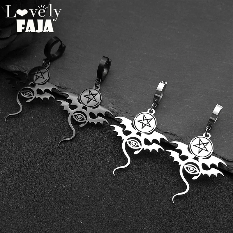 Gothic Star Of David Evil Eye Hoop Earrings For Women Stainless Steel Silver Color Bat Snake Drop Earring Dark Jewelry Gift
Gothic Star Of David Evil Eye Hoop Earrings For Women Stainless Steel Silver Color Bat Snake Drop Earring Dark Jewelry Gift