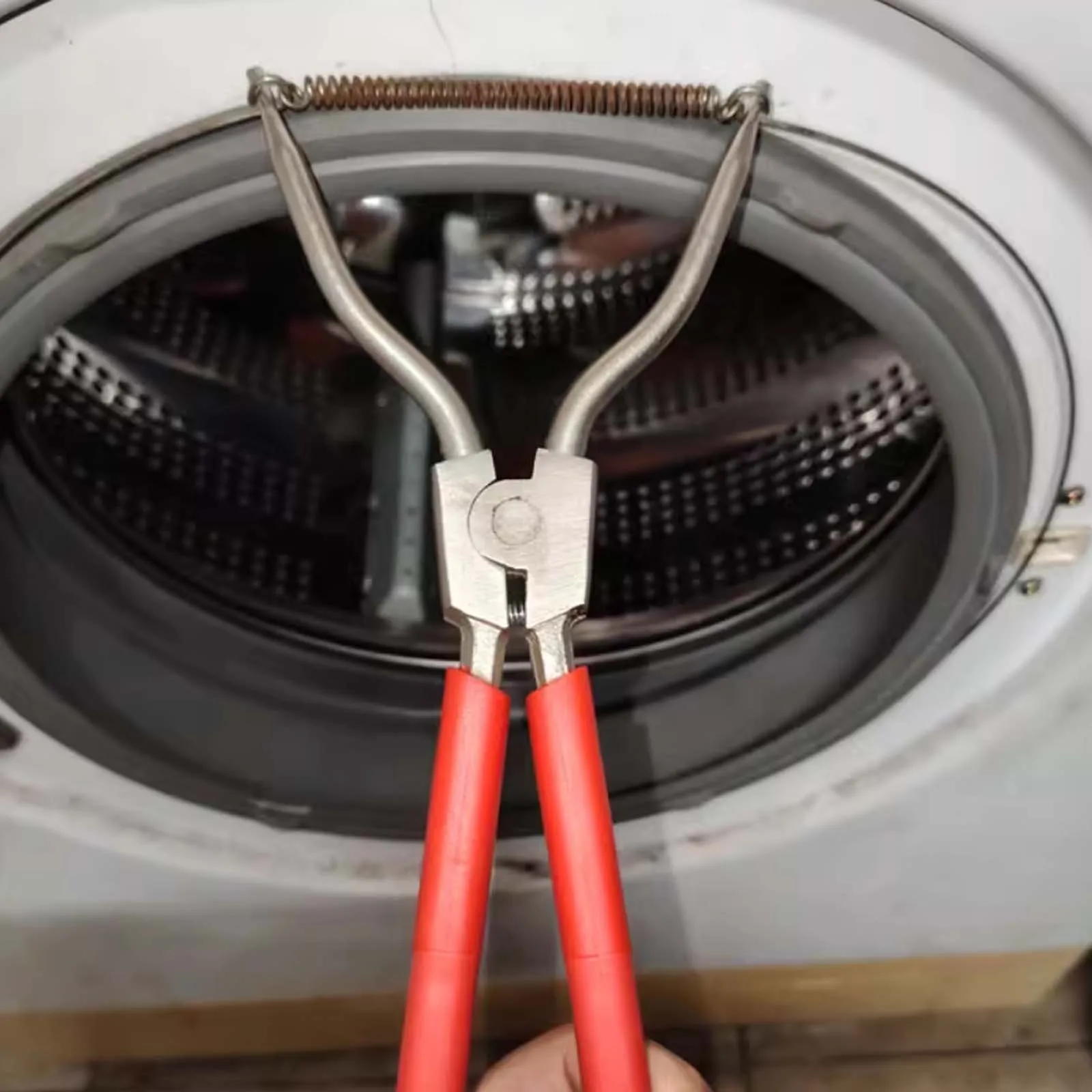 Washing Machine Repair Tool, 280mm Spring Removal Pliers for Door Seal Ring, High Carbon Steel with Non-Slip Handle 
Washing Machine Repair Tool, 280mm Spring Removal Pliers for Door Seal Ring, High Carbon Steel with Non-Slip Handle