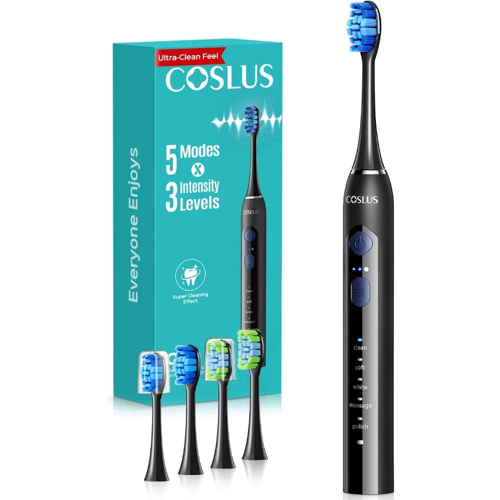 Electric Toothbrush for Adults 3 Intensities 5 Modes 2 Brush Heads Travel Home Use Black
Electric Toothbrush for Adults 3 Intensities 5 Modes 2 Brush Heads Travel Home Use Black