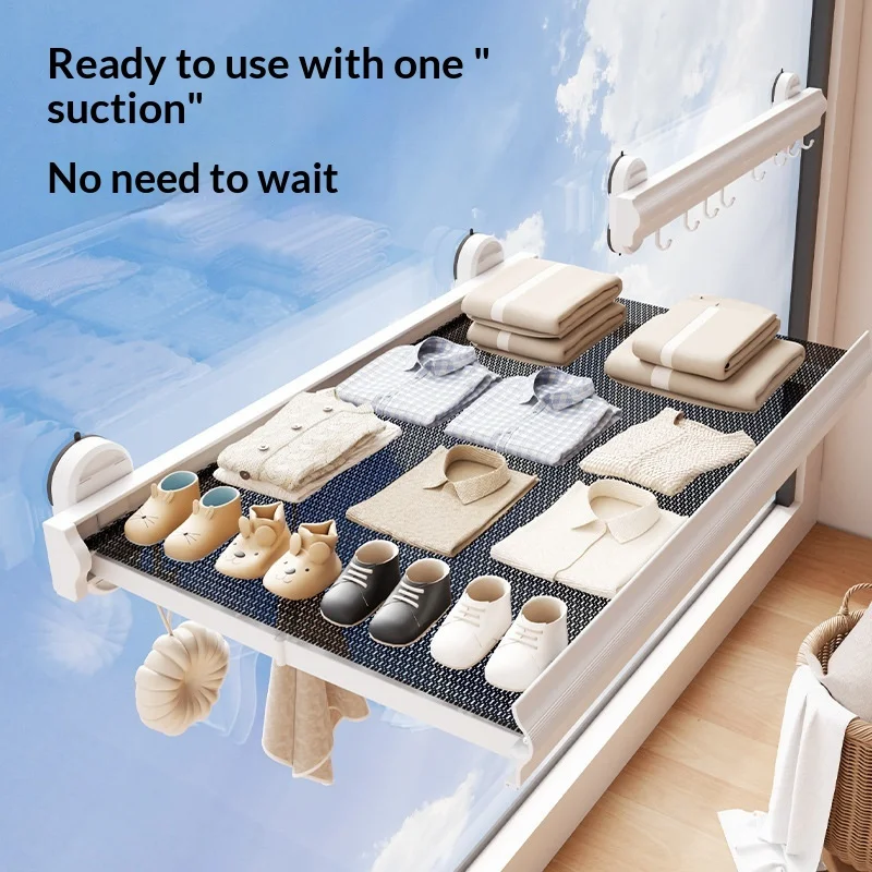 Suction cup invisible folding clothes rack, multifunctional sock and underwear storage rack, balcony wall-mounted retractable sh
Suction cup invisible folding clothes rack, multifunctional sock and underwear storage rack, balcony wall-mounted retractable sh