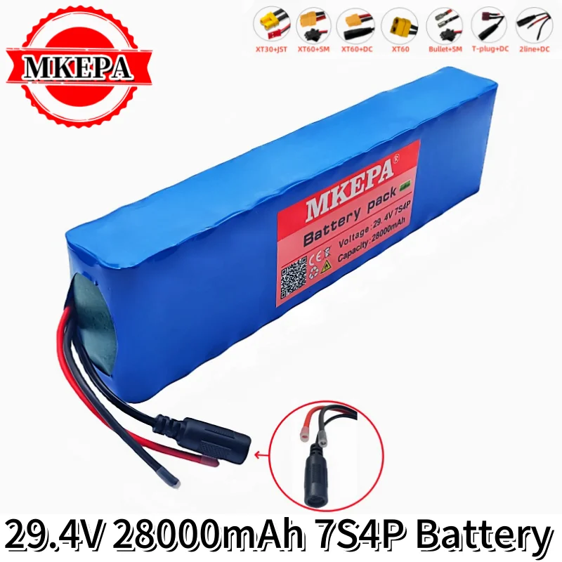MKEPA 7S4P 29.4V rechargeable lithium-ion lpega high-power 28000mAh 18650 battery pack
MKEPA 7S4P 29.4V rechargeable lithium-ion lpega high-power 28000mAh 18650 battery pack