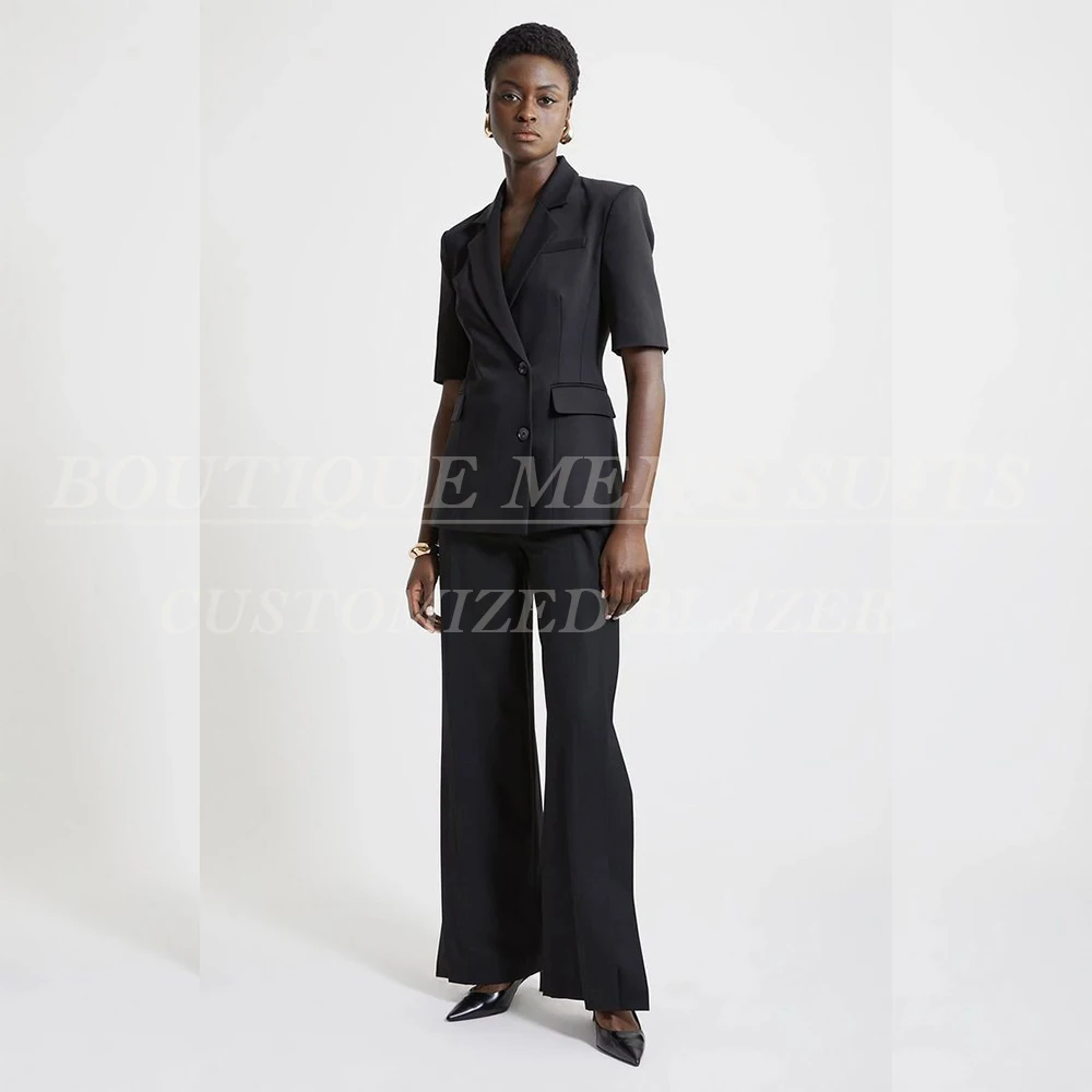 Casual Black Women's Suits Elegant Single Breasted Notch Lapel Slim Fit Blazer Short Sleeve Summer Luxury 2 Piece Jacket Pants
Casual Black Women's Suits Elegant Single Breasted Notch Lapel Slim Fit Blazer Short Sleeve Summer Luxury 2 Piece Jacket Pants