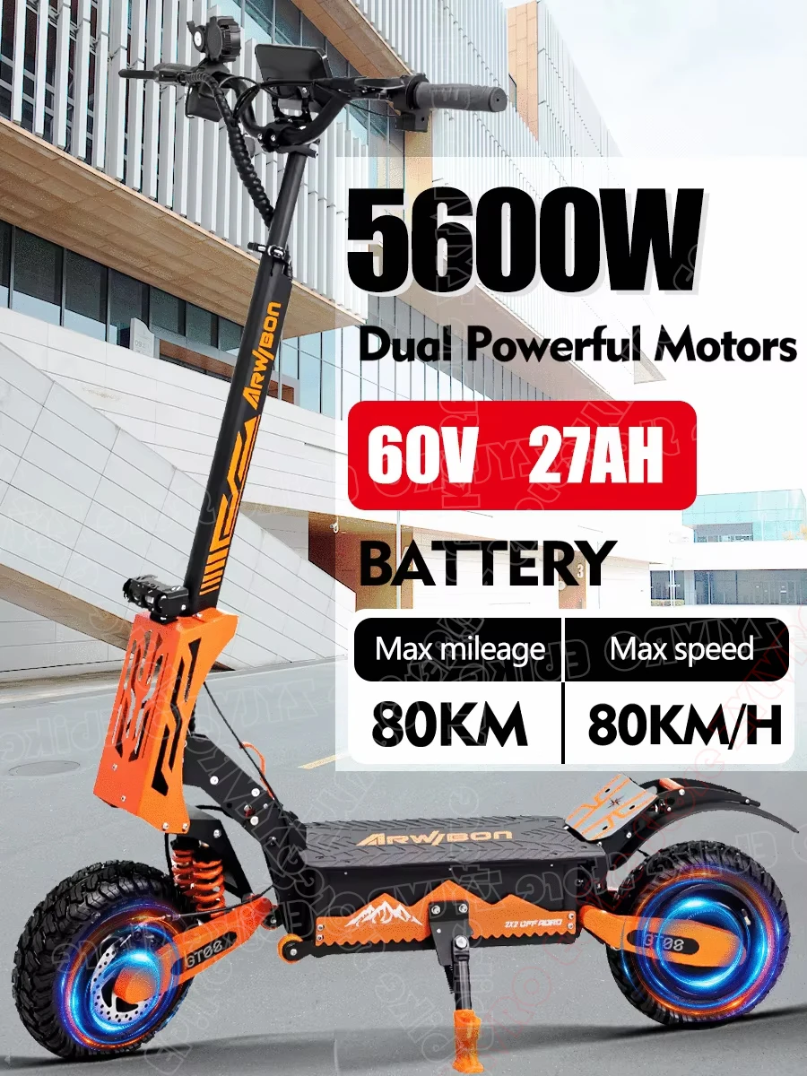 Новый электросамокат GT08 2026 года для взрослых, двигатель 5600 Вт, аккумулятор 60В 27Ач, 11-дюймовые внедорожные шины, вездеходный электросамокат
Новый электросамокат GT08 2026 года для взрослых, двигатель 5600 Вт, аккумулятор 60В 27Ач, 11-дюймовые внедорожные шины, вездеходный электросамокат