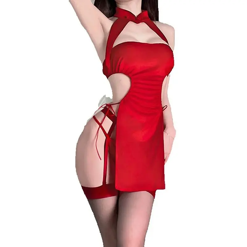 Женский сексуальный комплект униформы Cheongsam с лямкой на шее, регулируемые ремни для галстука, без снятия, полный интимный комплект нижнего белья
Женский сексуальный комплект униформы Cheongsam с лямкой на шее, регулируемые ремни для галстука, без снятия, полный интимный комплект нижнего белья