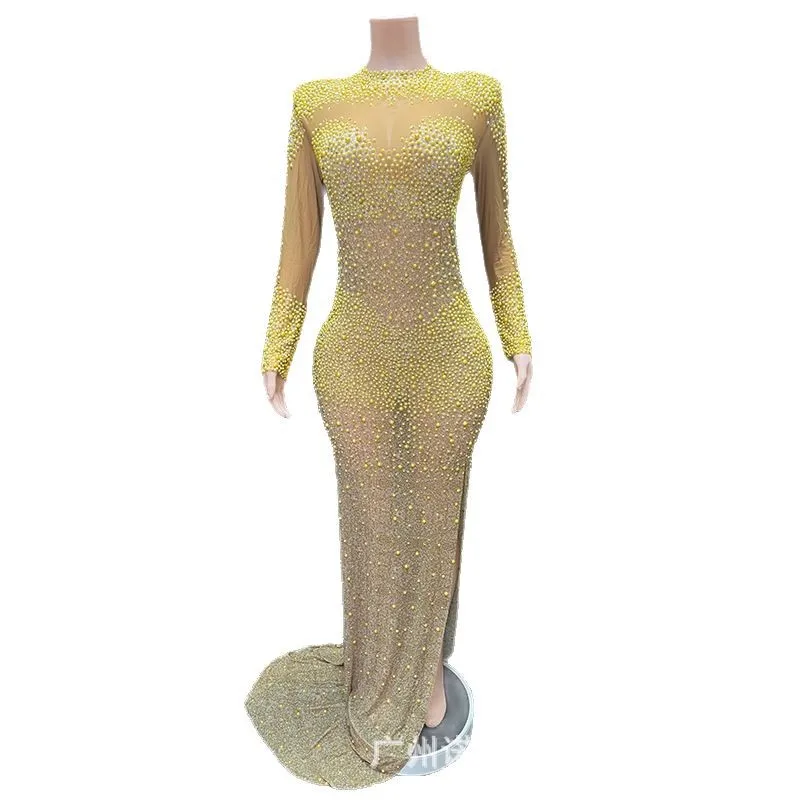 Женское платье больших размеров со стразами для тяжелой промышленности, сетчатое эластичное модное платье, коктейльное вечернее платье, Vestidos De Gala Mujer
Женское платье больших размеров со стразами для тяжелой промышленности, сетчатое эластичное модное платье, коктейльное вечернее платье, Vestidos De Gala Mujer