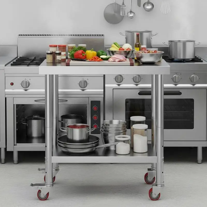 Heavy Duty Metal Preparation Station 30 x 18 x 34 Inch For Commercial Kitchen Restaurant Home Workshop, 700 LBS Load Capacity 4 Wheels 3 Adjustable Height Levels Multi-Tier Storage Silver
Heavy Duty Metal Preparation Station 30 x 18 x 34 Inch For Commercial Kitchen Restaurant Home Workshop, 700 LBS Load Capacity 4 Wheels 3 Adjustable Height Levels Multi-Tier Storage Silver