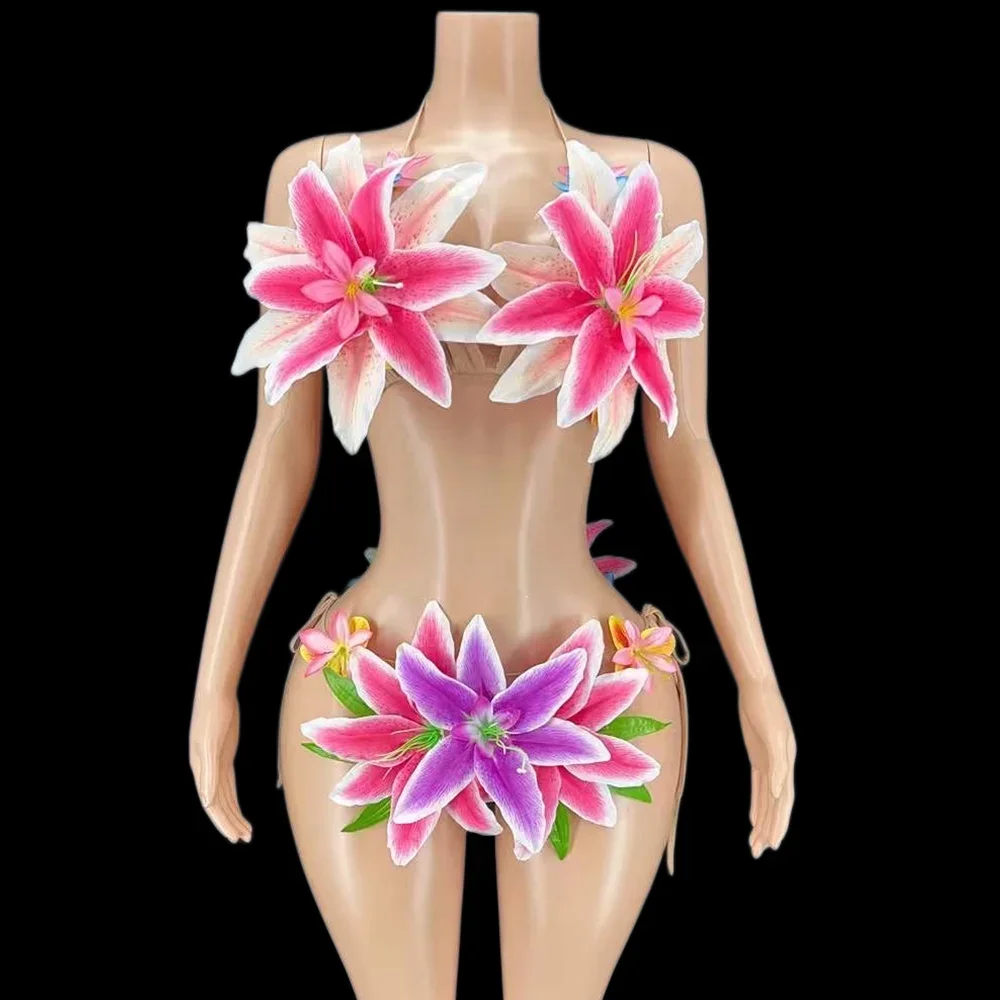 Women Floral Halter Belt Bikini Set Festival Carnival Queen Outfits Show Model Cloth Party Club Wears 2025 New Year
Women Floral Halter Belt Bikini Set Festival Carnival Queen Outfits Show Model Cloth Party Club Wears 2025 New Year