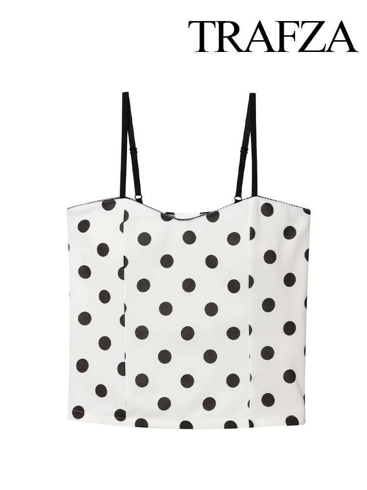 TRAFZA Women New Fashion Lace Decoration Backless Polka Dot Corset Style Sweet Sling Short Top Summer Female Sleeveless Top
TRAFZA Women New Fashion Lace Decoration Backless Polka Dot Corset Style Sweet Sling Short Top Summer Female Sleeveless Top