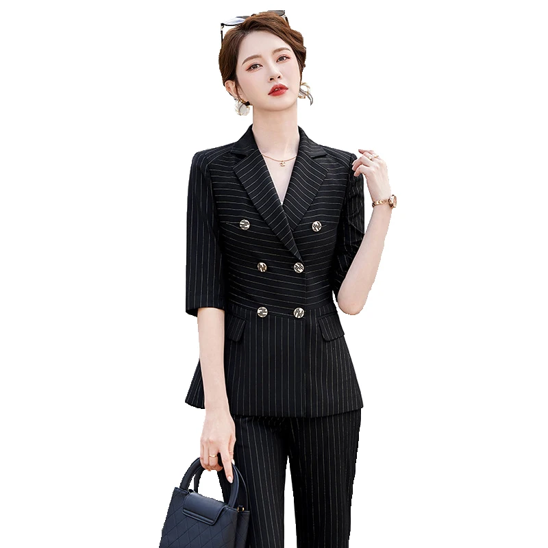 Women's Black Striped Pants Suit Sets Black Blazer and Trousers Female Business Outfit Spring Summer New 2024 2 Pieces Sets
Women's Black Striped Pants Suit Sets Black Blazer and Trousers Female Business Outfit Spring Summer New 2024 2 Pieces Sets
