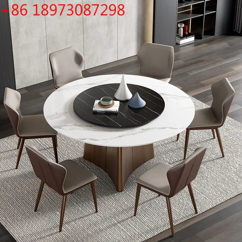 Bright rock slab dining table and chair combination modern home with turntable round hotel
Bright rock slab dining table and chair combination modern home with turntable round hotel