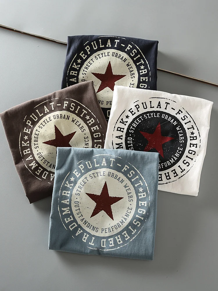 Summer New American Retro Short-sleeved O-neck Five-pointed Star Printed T-shirt Men's Fashion 100% Cotton Casual Sport Tops
Summer New American Retro Short-sleeved O-neck Five-pointed Star Printed T-shirt Men's Fashion 100% Cotton Casual Sport Tops