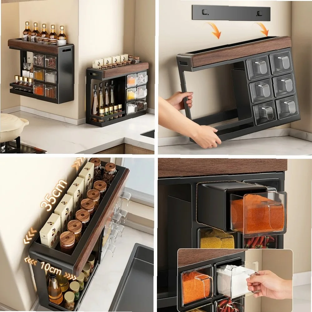 Walnut Wood Wall Mounted Spice Rack with Jars, Kitchen Seasoning Organizer Storage for Household
Walnut Wood Wall Mounted Spice Rack with Jars, Kitchen Seasoning Organizer Storage for Household