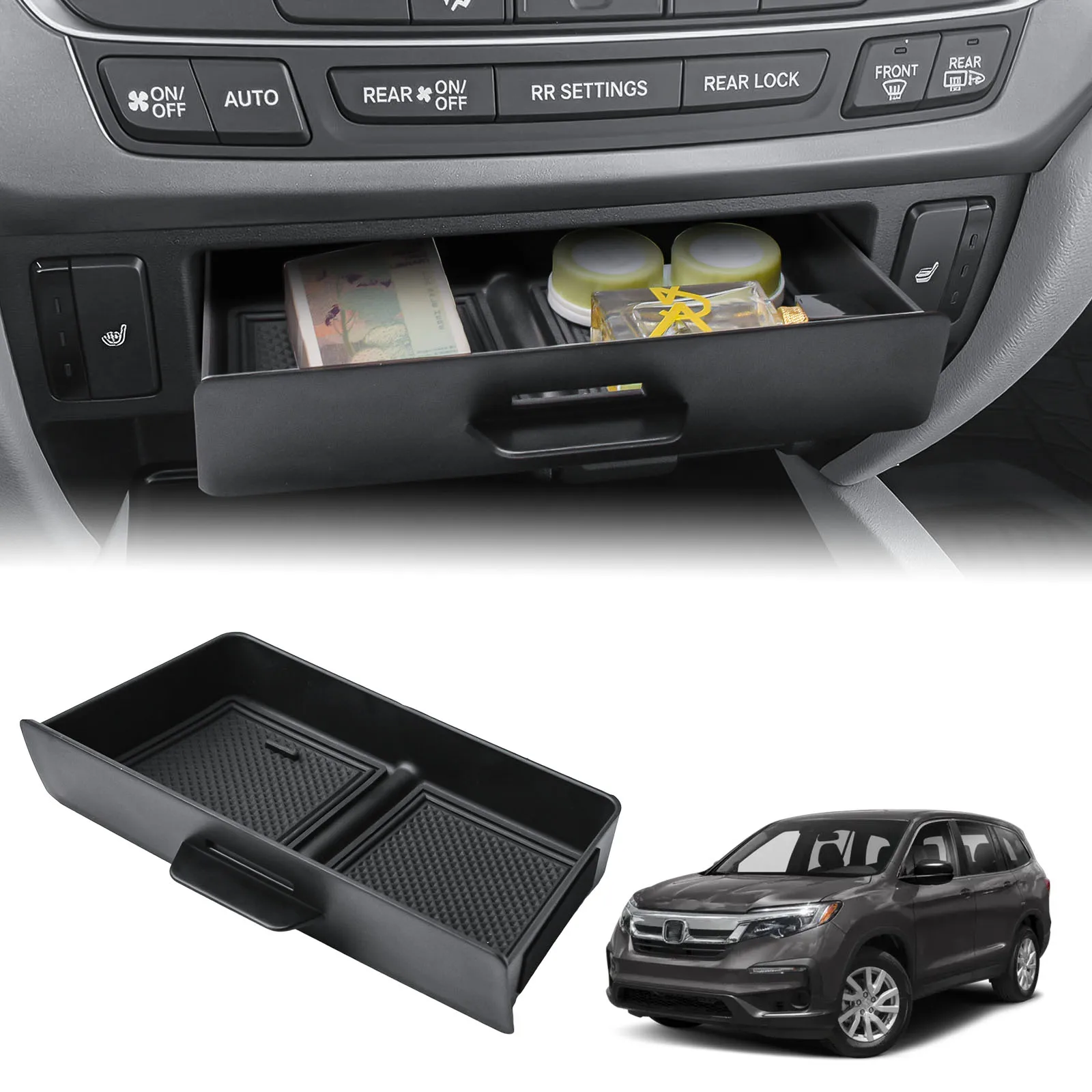 Center Console Drawer Storage Box for 2016-2022 Honda Pilot/2017-2026 Honda Ridgeline/2019-2025 Honda Passport Coin Box Tray
Center Console Drawer Storage Box for 2016-2022 Honda Pilot/2017-2026 Honda Ridgeline/2019-2025 Honda Passport Coin Box Tray