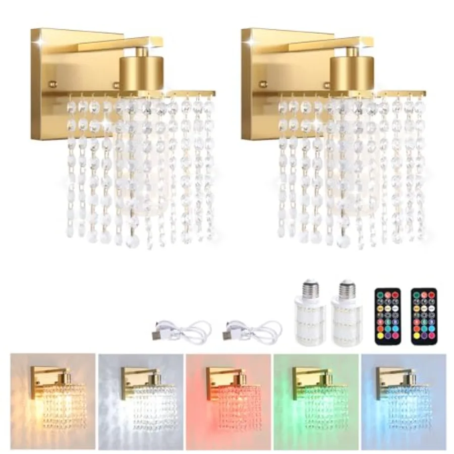 Set of 2 Crystal Battery Operated Wall Sconce, Rechargeable Wall Lamp with 5200mAh Battery and Remote Control, Modern Dimmable
Set of 2 Crystal Battery Operated Wall Sconce, Rechargeable Wall Lamp with 5200mAh Battery and Remote Control, Modern Dimmable