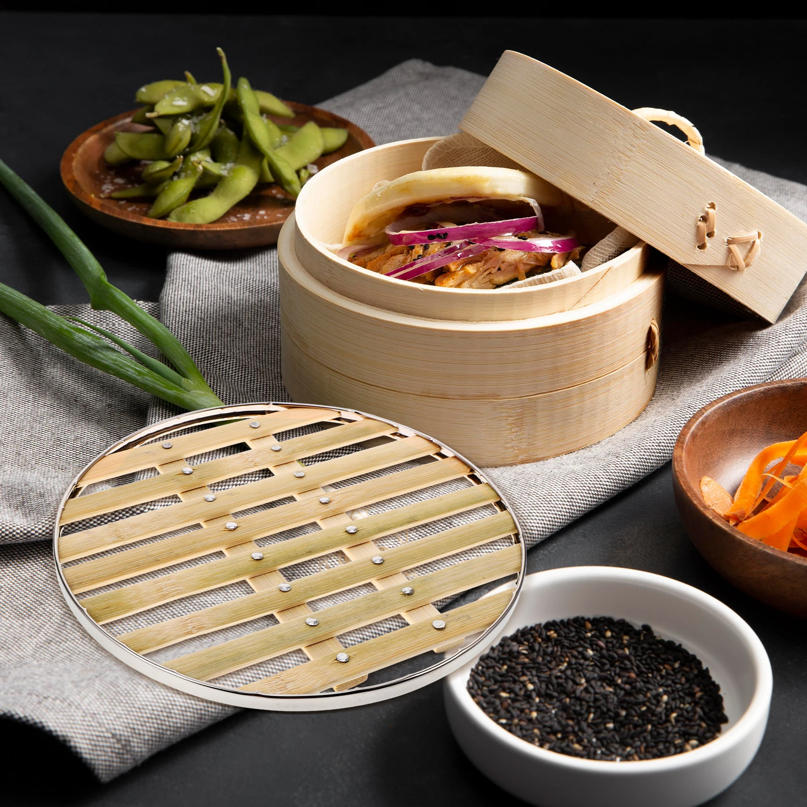 25Cm Round Bamboo Mat Reusable Non-Stick For Dumplings Buns Vegetables With Stainless Reinforced Ring Large Capacity
25Cm Round Bamboo Mat Reusable Non-Stick For Dumplings Buns Vegetables With Stainless Reinforced Ring Large Capacity