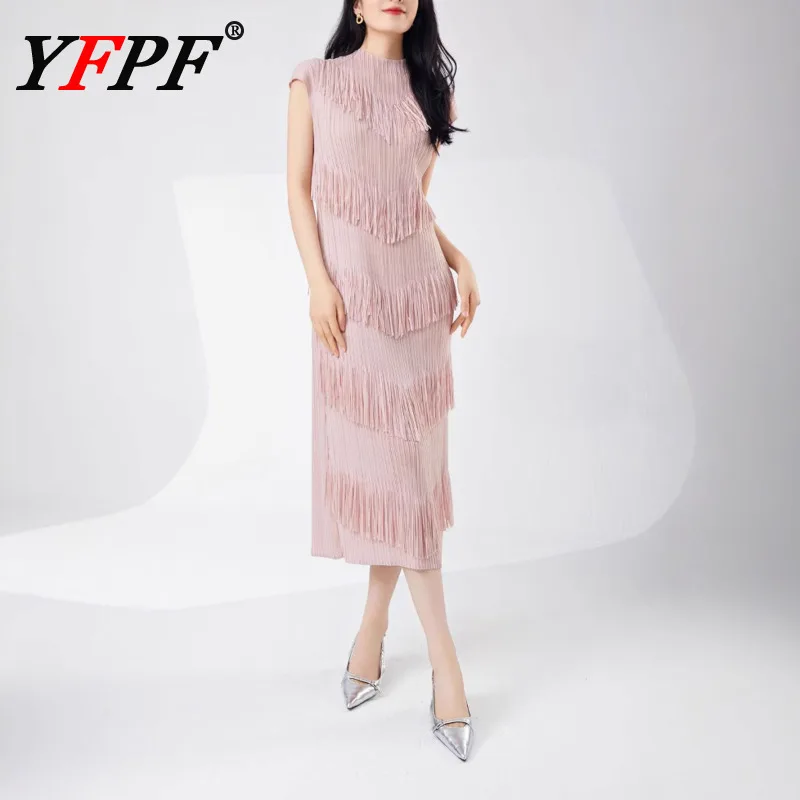 YFPF Tassel Patchwork Design Dress Women Fashion Short Sleeve Solid Color Miyake Pleated Long Dresses Elegant 2025 Summer New
YFPF Tassel Patchwork Design Dress Women Fashion Short Sleeve Solid Color Miyake Pleated Long Dresses Elegant 2025 Summer New