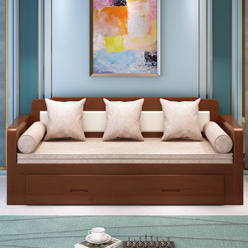 New Chinese style retractable sofa bed, dual purpose multi functional small household sofa 
New Chinese style retractable sofa bed, dual purpose multi functional small household sofa