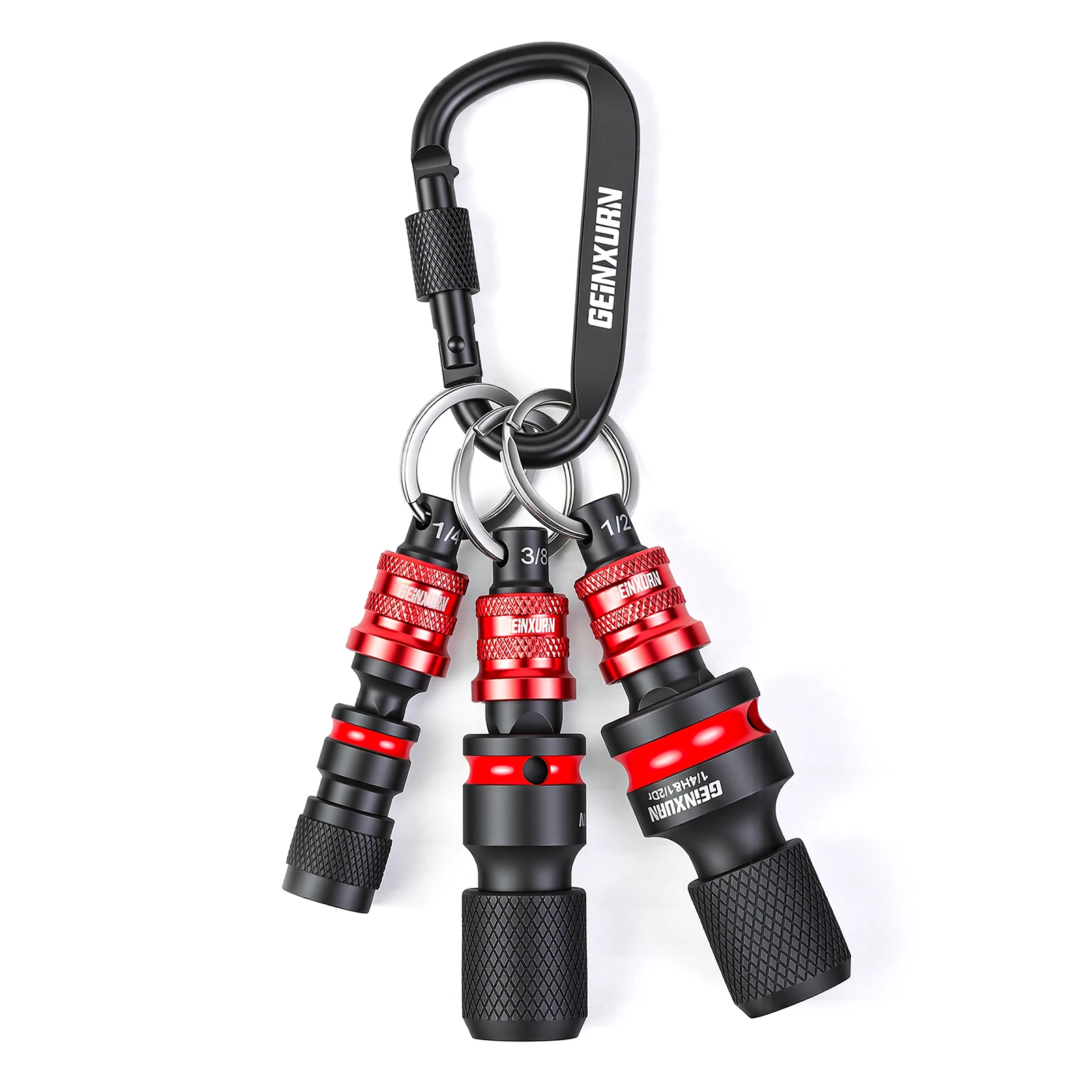 Geinxurn Socket Holder Keychain Set.1/4", 3/8", and 1/2" Drive Quick Release with Adapters, Ideal for Electricians, Construction
Geinxurn Socket Holder Keychain Set.1/4", 3/8", and 1/2" Drive Quick Release with Adapters, Ideal for Electricians, Construction