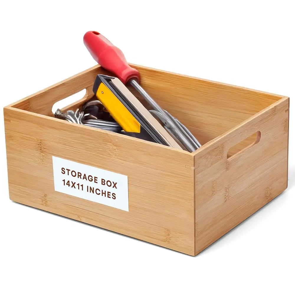 Bamboo Storage Box - Wood Crate - Bamboo Box Storage For Kitchen, Living Room, Office - Arts & Crafts Container Caddy Basket -
Bamboo Storage Box - Wood Crate - Bamboo Box Storage For Kitchen, Living Room, Office - Arts & Crafts Container Caddy Basket -