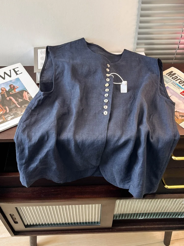 Ele женский льняной жилет ранней осени, высококачественный хлопковый льняной топ на одной пуговице, круглый топ Ne
Ele женский льняной жилет ранней осени, высококачественный хлопковый льняной топ на одной пуговице, круглый топ Ne