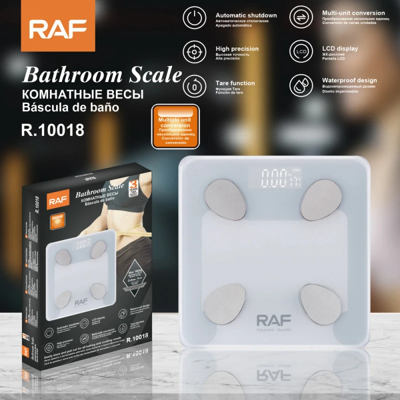 RAF Body fat scale, rechargeable tempered glass smart weight scale
RAF Body fat scale, rechargeable tempered glass smart weight scale