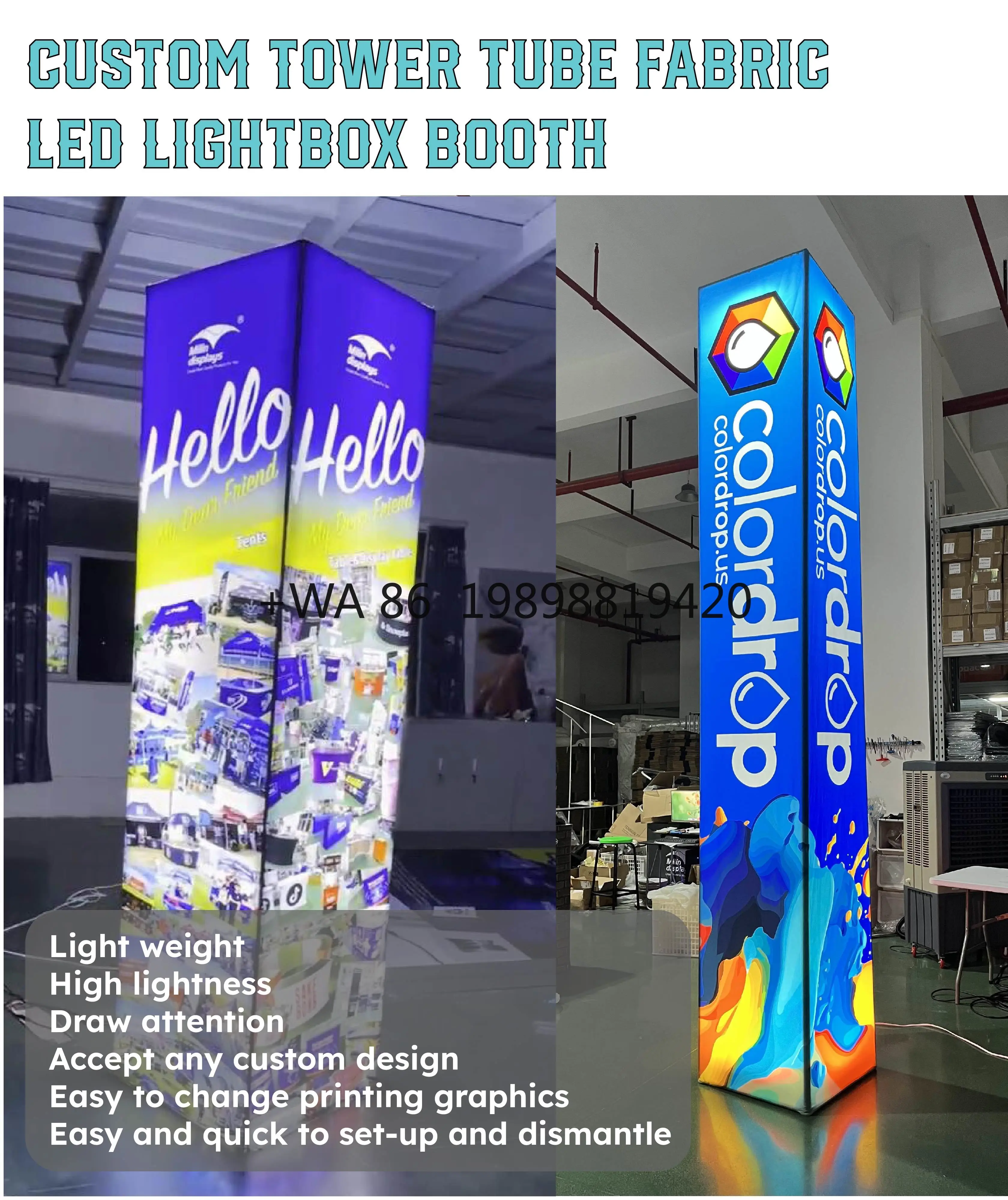 Reusable Portable Tension Fabric Pillar Tower Display Aluminium Backlit LED Lightbox for Trade Show Advertising
Reusable Portable Tension Fabric Pillar Tower Display Aluminium Backlit LED Lightbox for Trade Show Advertising