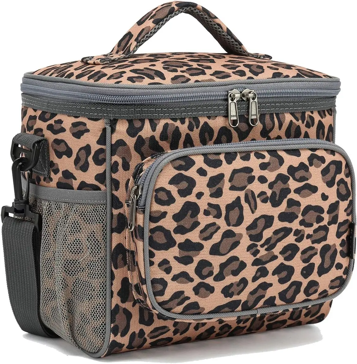 Large Insulated Lunch Bag for Adults, Leopard Print, Adjustable Strap, Front Pocket & Mesh Side Pockets
Large Insulated Lunch Bag for Adults, Leopard Print, Adjustable Strap, Front Pocket & Mesh Side Pockets