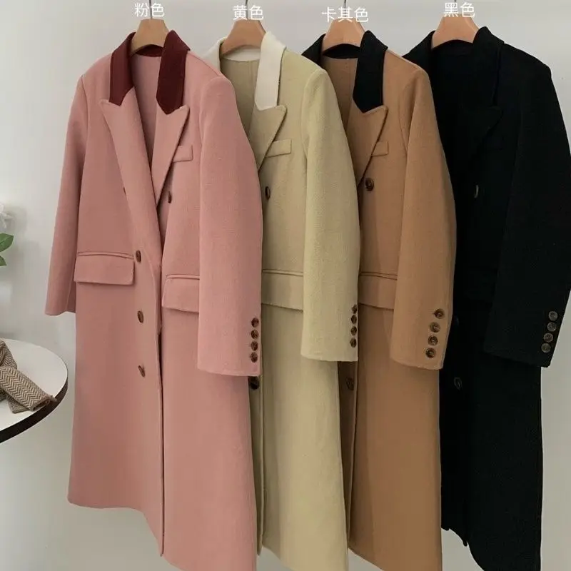 Korean Shoulder Pad Long Blazer Autumn Winter Reversible Wool Turn-down Collar Coat Solid Color High Quality women's Outerwear
Korean Shoulder Pad Long Blazer Autumn Winter Reversible Wool Turn-down Collar Coat Solid Color High Quality women's Outerwear