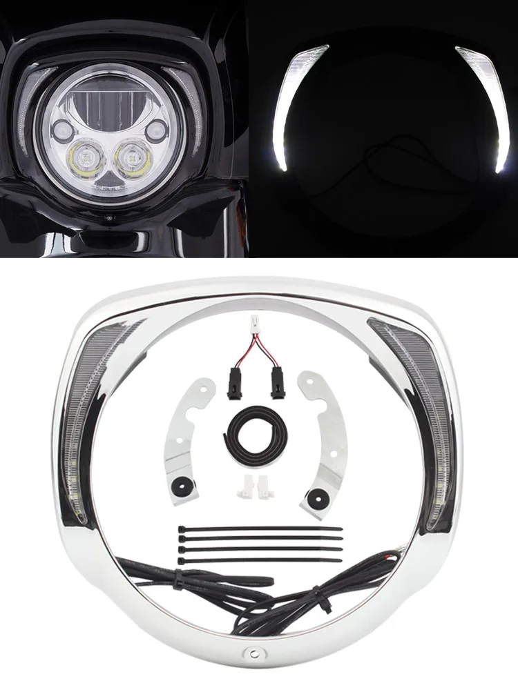 Motorcycle 7" Led Headlight Bezel Visor Trim Ring Light Chrome For Harley Touring CVO Electra Glide Street Tri Glide 2014-2020
Motorcycle 7" Led Headlight Bezel Visor Trim Ring Light Chrome For Harley Touring CVO Electra Glide Street Tri Glide 2014-2020