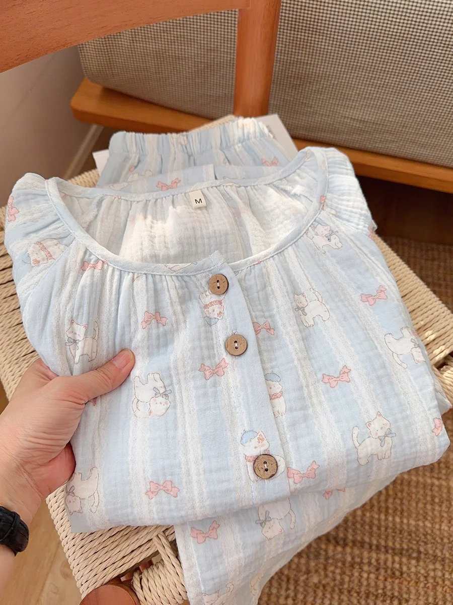 Синяя хлопковая ночная рубашка из двухслойной марли с длинным рукавом и круглым вырезом, женская, весна-осень, домашняя одежда
Синяя хлопковая ночная рубашка из двухслойной марли с длинным рукавом и круглым вырезом, женская, весна-осень, домашняя одежда