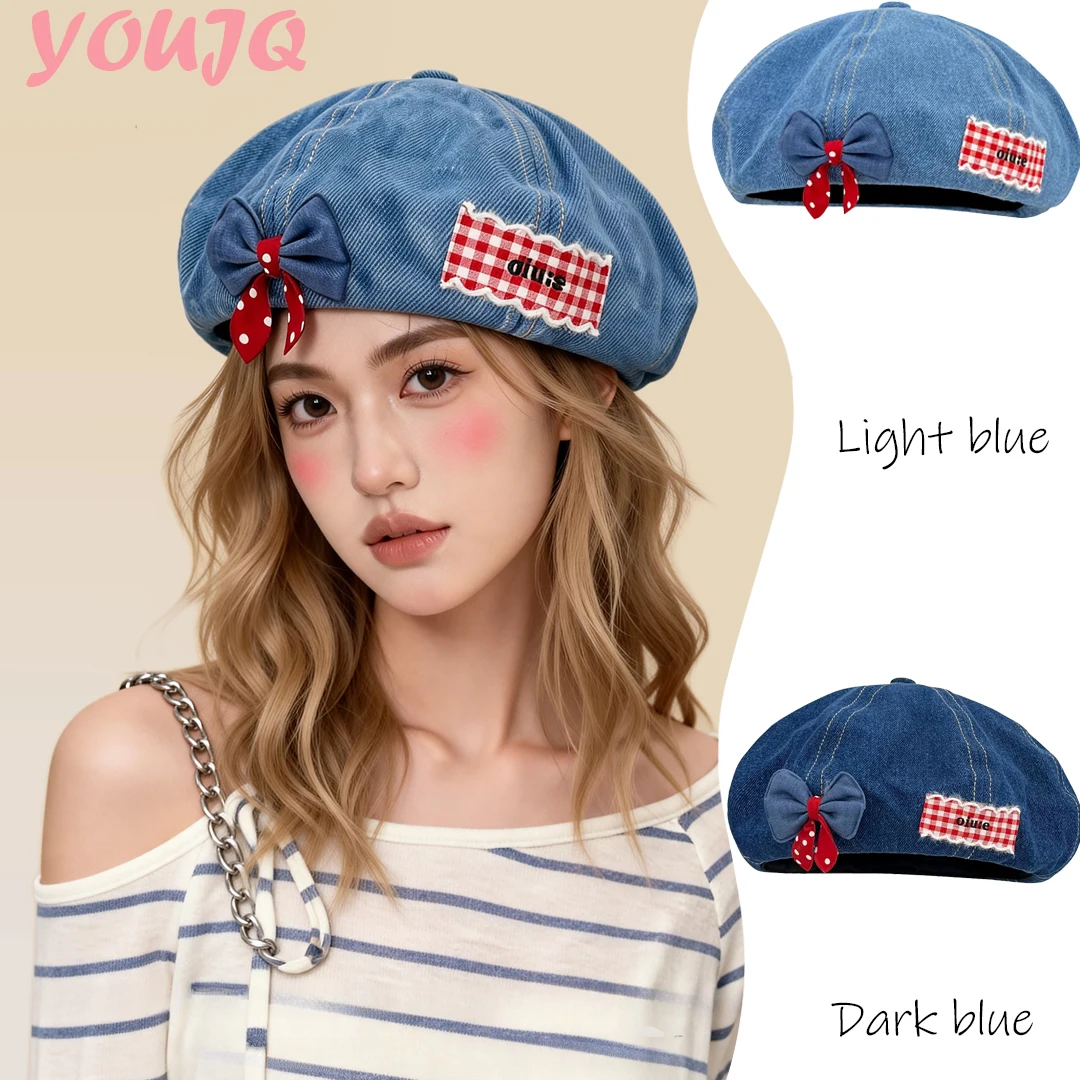 Korean Style Sweet Knot Denim Beret Hats for Women Fashionable Versatile Face Slimming Cloud Eight Corner Octagonal Cap Boinas
Korean Style Sweet Knot Denim Beret Hats for Women Fashionable Versatile Face Slimming Cloud Eight Corner Octagonal Cap Boinas