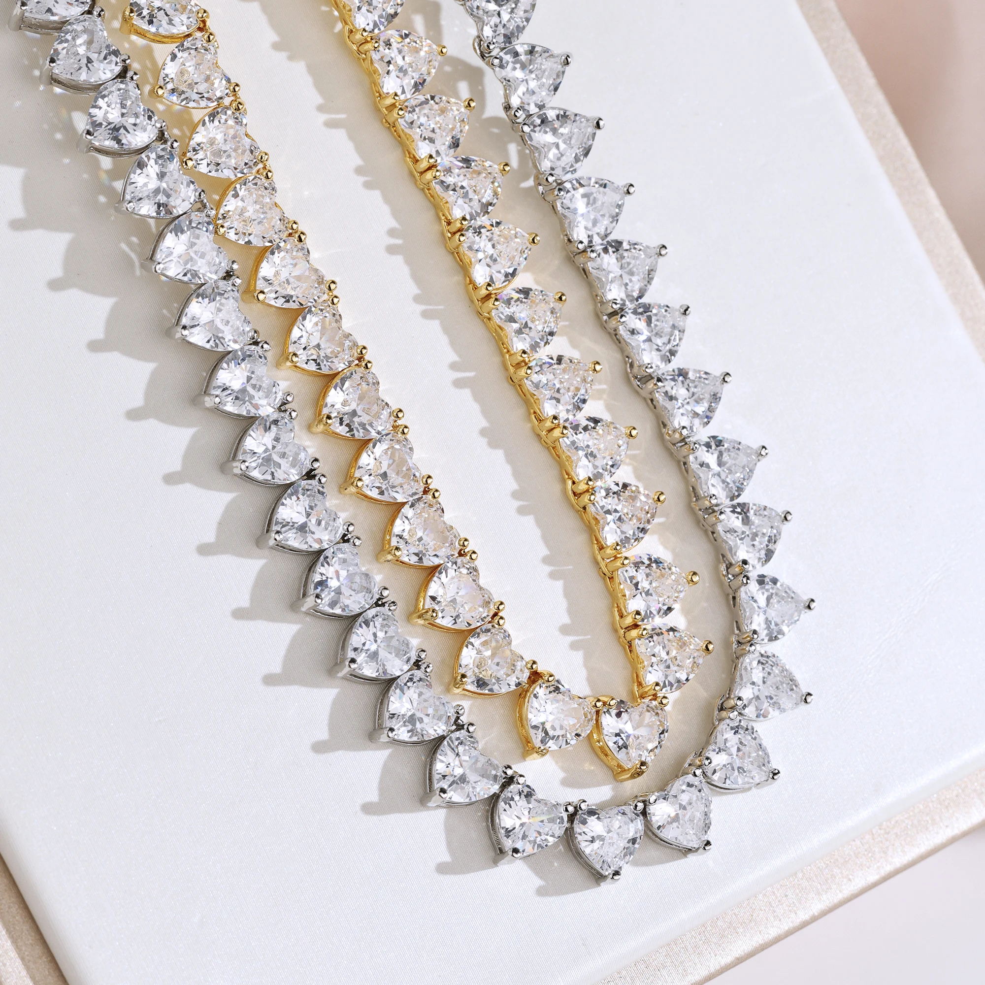 Fashion 6mm Heart Shaped Zirconia Tennis Necklace For Women's Jewelry
Fashion 6mm Heart Shaped Zirconia Tennis Necklace For Women's Jewelry