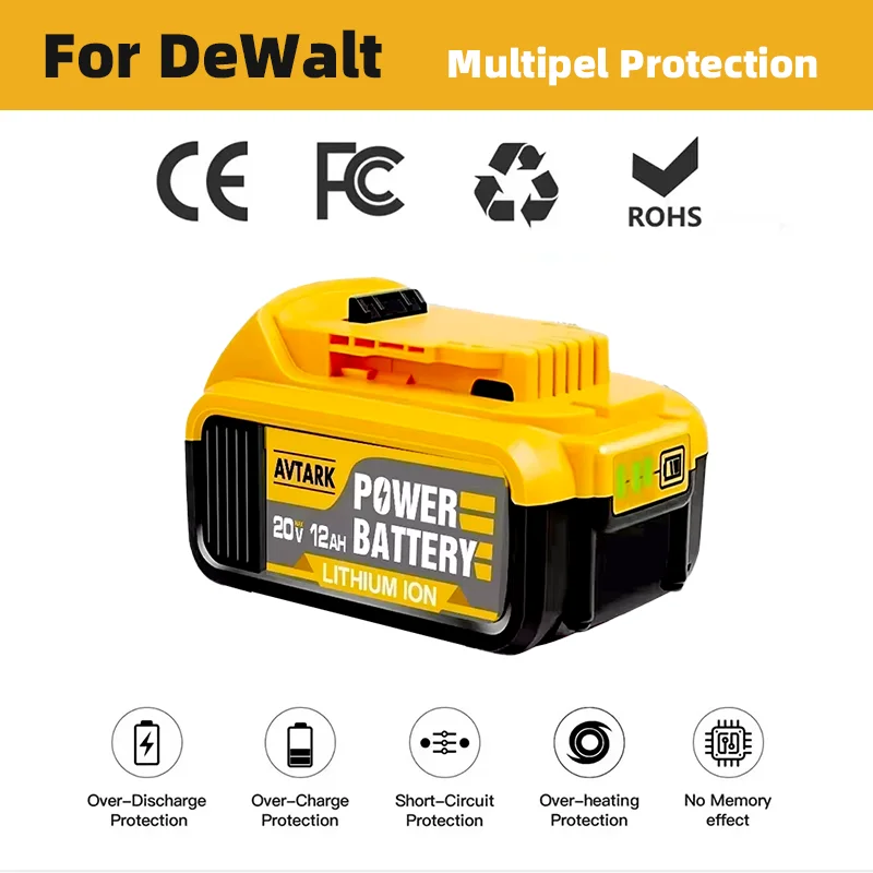 Replacement Battery 12000mAh 20V for Dewalt Power Tool Battery DCB206 20V 12.0Ah Battery DCB205 DCB200 DCB204-2 DCB201 DCB203
Replacement Battery 12000mAh 20V for Dewalt Power Tool Battery DCB206 20V 12.0Ah Battery DCB205 DCB200 DCB204-2 DCB201 DCB203