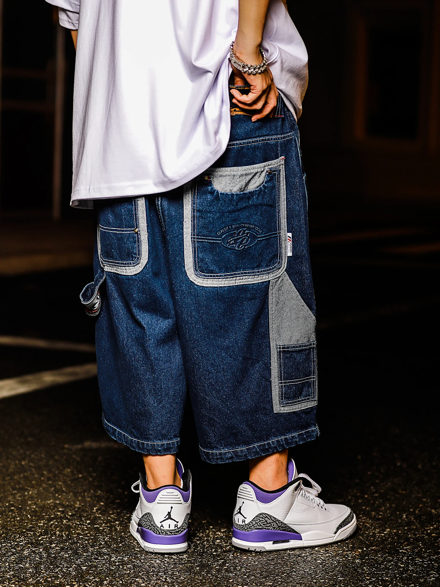 Acusa Thickened Patchwork Blue White Washed Denim Straight Leg Pants over Knee Shorts Workwear Street Style Jeans for Men
Acusa Thickened Patchwork Blue White Washed Denim Straight Leg Pants over Knee Shorts Workwear Street Style Jeans for Men