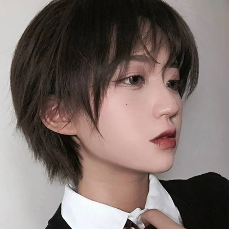 Men's and Women's Short Hair Full Bangs Stylish Student Short Straight Hair Synthetic Full Wig
Men's and Women's Short Hair Full Bangs Stylish Student Short Straight Hair Synthetic Full Wig