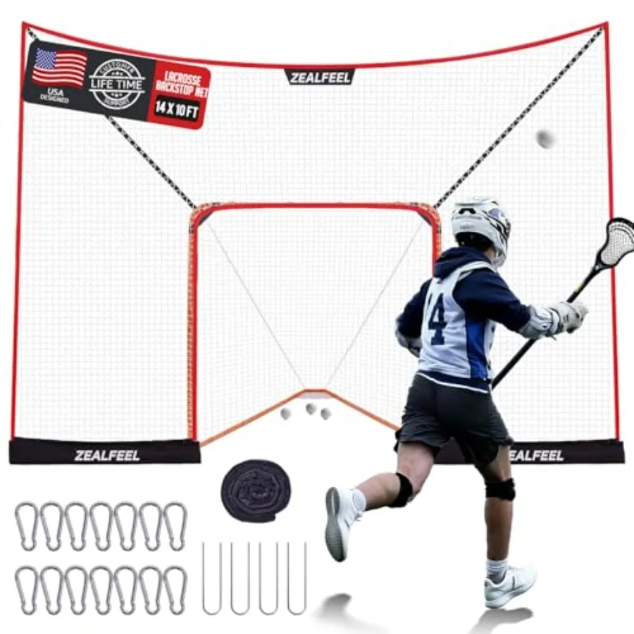 Lacrosse Backstop Net 14x10FT for outdoor shooting training, heavy-duty polyethylene netting, black, 4-strand tear-resistant wi
Lacrosse Backstop Net 14x10FT for outdoor shooting training, heavy-duty polyethylene netting, black, 4-strand tear-resistant wi