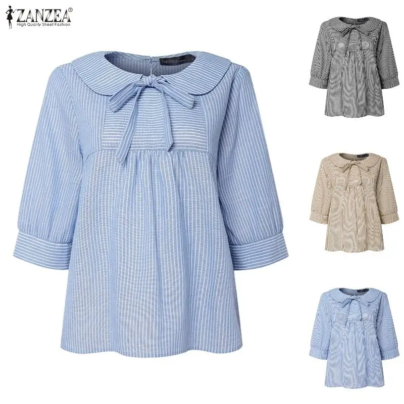 Stylish Summer Striped Blouse Office Shirt 2026 ZANZEA Women Elegant Lapel Neck Short Sleeve Blusas Female OL Work Tops Mujer
Stylish Summer Striped Blouse Office Shirt 2026 ZANZEA Women Elegant Lapel Neck Short Sleeve Blusas Female OL Work Tops Mujer