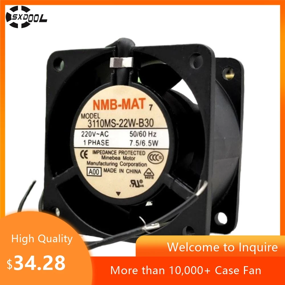 AC 220V Fan for NMB 3110MS-22W-B30 60mm High-Temperature Resistant Cooling Fan, 7.5W, Aluminum Frame for Wine Cabinet
AC 220V Fan for NMB 3110MS-22W-B30 60mm High-Temperature Resistant Cooling Fan, 7.5W, Aluminum Frame for Wine Cabinet