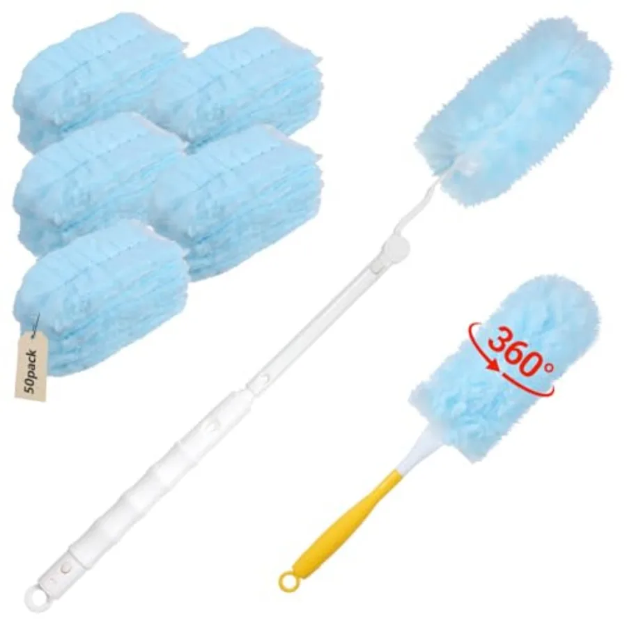 50 Pcs Duster Refills, 360° Dust Removal Brush Disposable Replacement Head with 1 Short and 1 Extendable Handle, Polyester Fibe
50 Pcs Duster Refills, 360° Dust Removal Brush Disposable Replacement Head with 1 Short and 1 Extendable Handle, Polyester Fibe