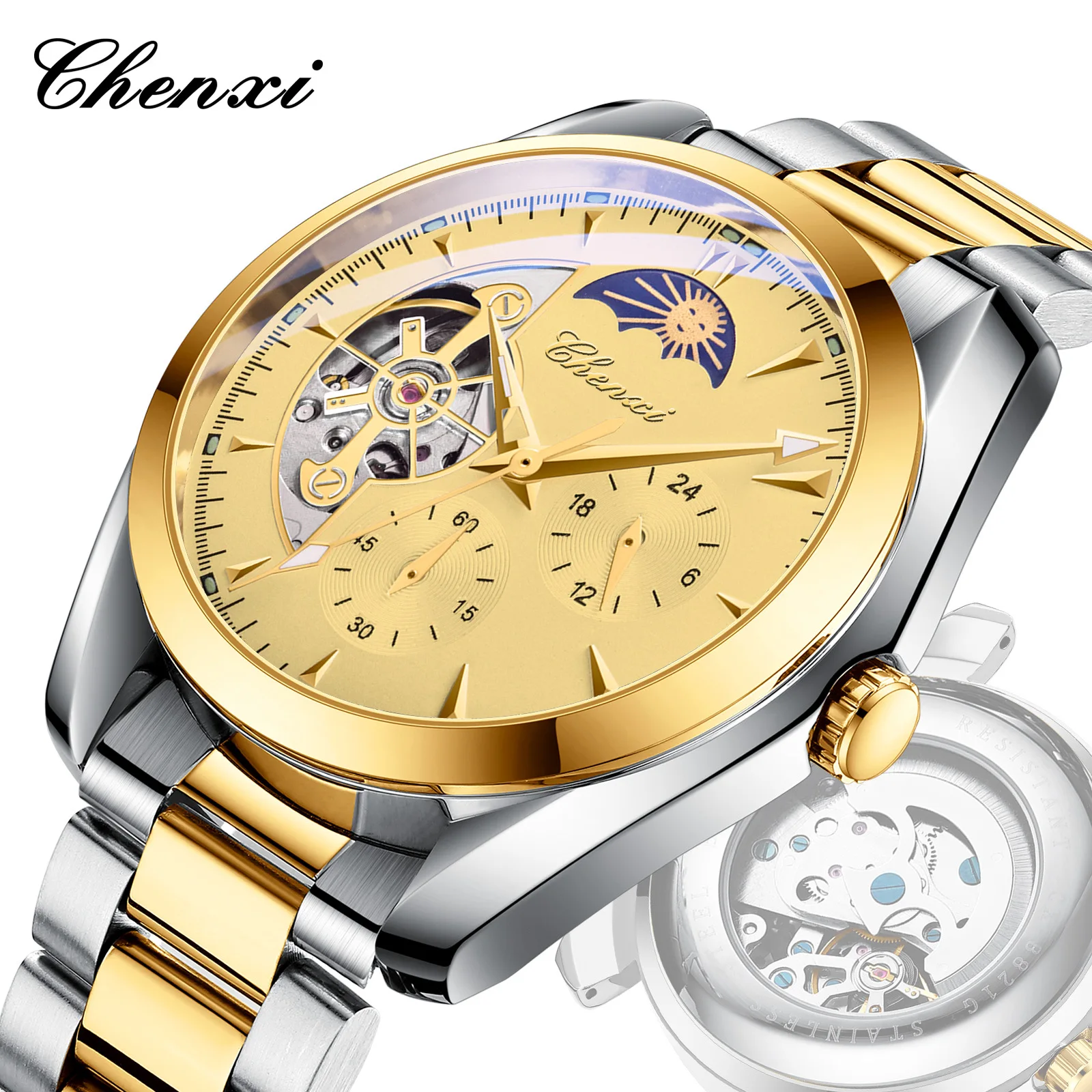 New Men's Mechanical Watch Fully Automatic Waterproof Luminous Sun, Moon and Stars Cut Out Watch
New Men's Mechanical Watch Fully Automatic Waterproof Luminous Sun, Moon and Stars Cut Out Watch