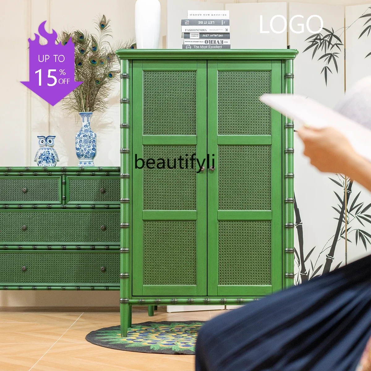 Q181 lRetro handmade old green natural rattan magazine storage cabinet American furniture
Q181 lRetro handmade old green natural rattan magazine storage cabinet American furniture