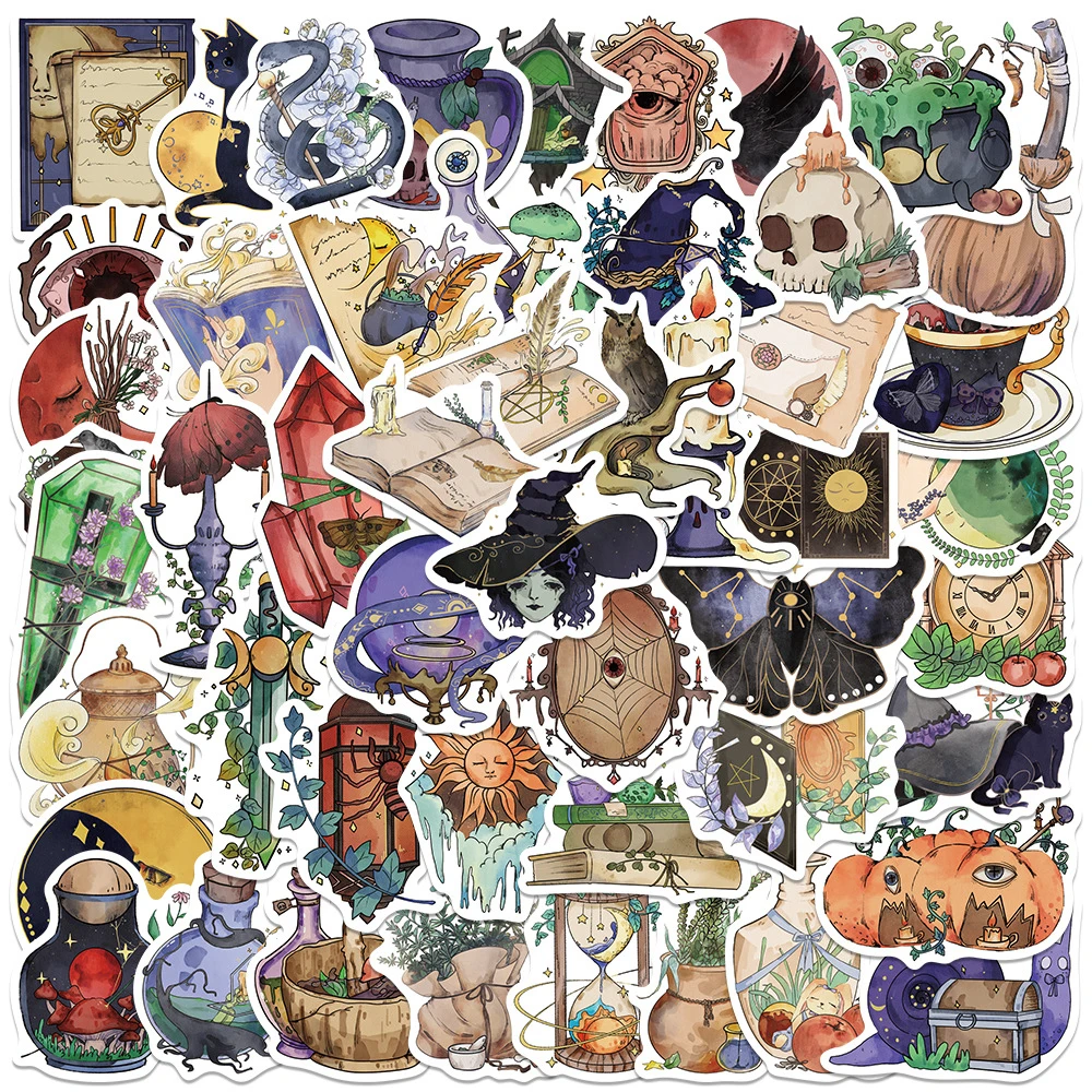 10/30/50pcs Retro Watercolor Gothic Witch Stickers Aesthetic Graffiti Sticker DIY Scrapbook Luggage Phone Case Decals Decoration
10/30/50pcs Retro Watercolor Gothic Witch Stickers Aesthetic Graffiti Sticker DIY Scrapbook Luggage Phone Case Decals Decoration
