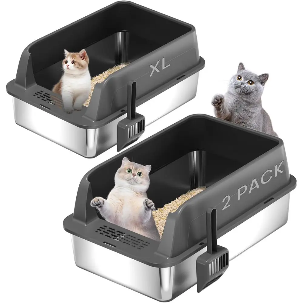 Extra Large Steel Cat Litter Box with Lid and Scoop, High Sides for Easy Clean, Grey
Extra Large Steel Cat Litter Box with Lid and Scoop, High Sides for Easy Clean, Grey