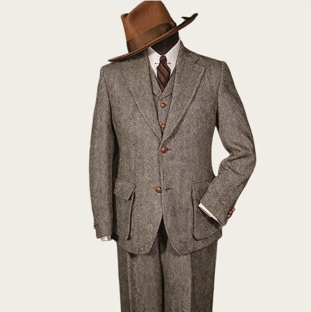 Herringbone Men‘s Suits 3 Piece Set Single Breasted Notched Lapel Slim Wedding Tuxedo for Man Business Blazer Jacket+Vest+Pants
Herringbone Men‘s Suits 3 Piece Set Single Breasted Notched Lapel Slim Wedding Tuxedo for Man Business Blazer Jacket+Vest+Pants