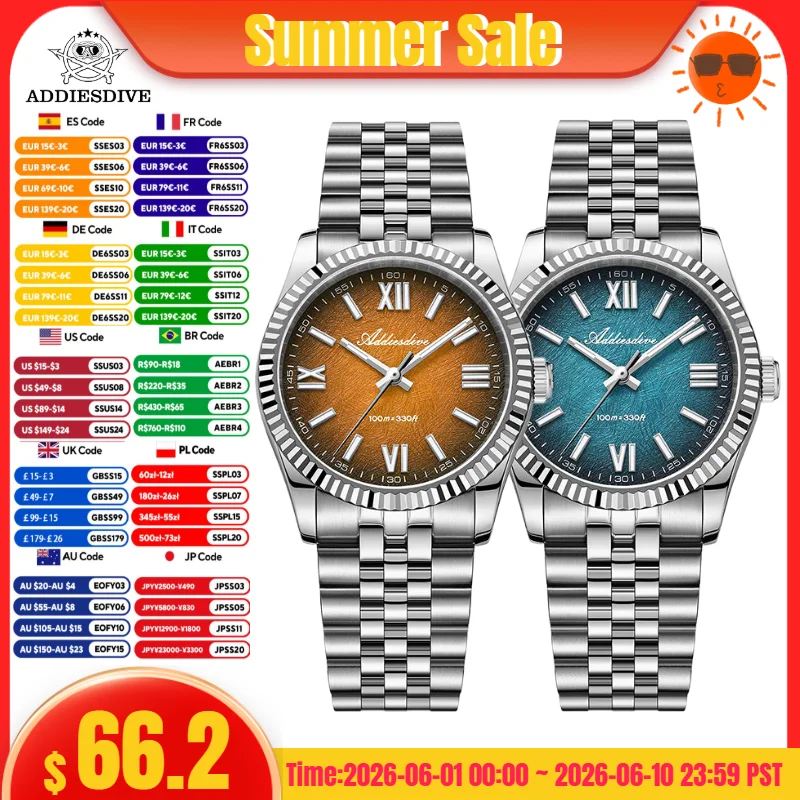 ADDIESDIVE reloj 36mm Watch For Men AD2512 VH31 Movement Luminous Sapphire Grass 10Bar Waterproof Jubilee Strap Quartz Watch
ADDIESDIVE reloj 36mm Watch For Men AD2512 VH31 Movement Luminous Sapphire Grass 10Bar Waterproof Jubilee Strap Quartz Watch